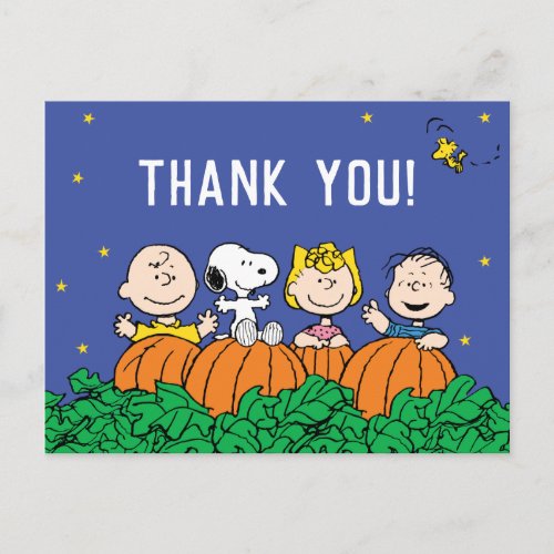 Peanuts  Pumpkin Baby Shower Thank You Holiday Postcard