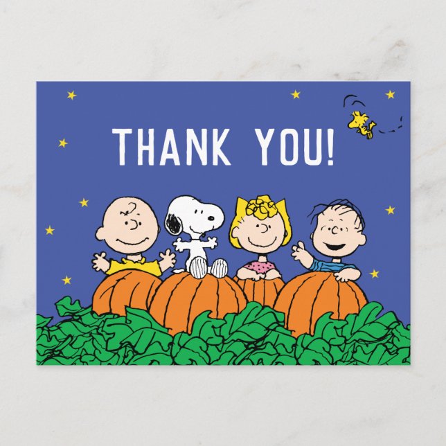 Peanuts | Pumpkin Baby Shower Thank You Holiday Postcard (Front)