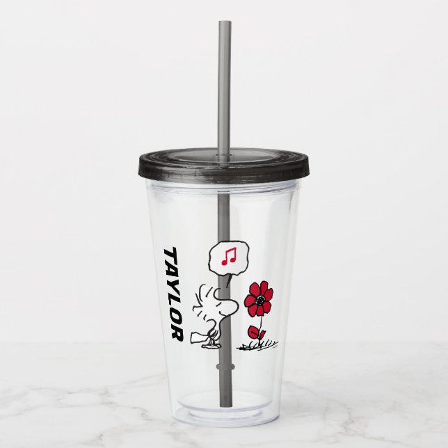 PEANUTS | Red & Black Pattern Acrylic Tumbler (Front)