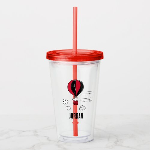 PEANUTS  Red  Black Pattern  Add Your Name Acrylic Tumbler