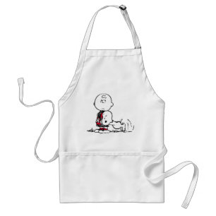 PEANUTS Red & Black Pattern Adult Apron