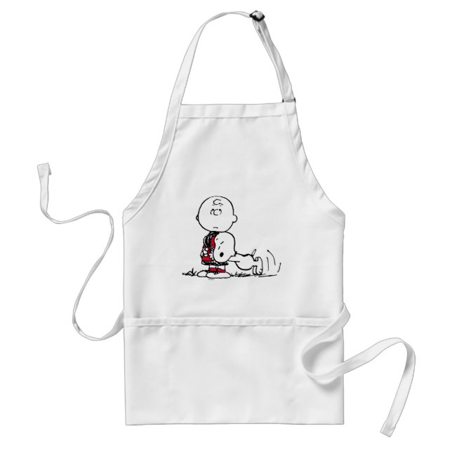 PEANUTS | Red & Black Pattern Adult Apron (Front)