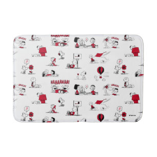 PEANUTS   Red & Black Pattern Bath Mat