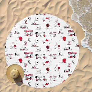 PEANUTS Red & Black Pattern Beach Towel