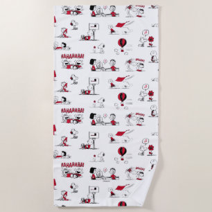 PEANUTS Red & Black Pattern Beach Towel