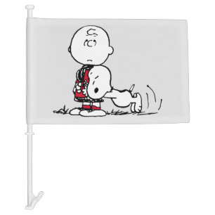 PEANUTS Red & Black Pattern Car Flag
