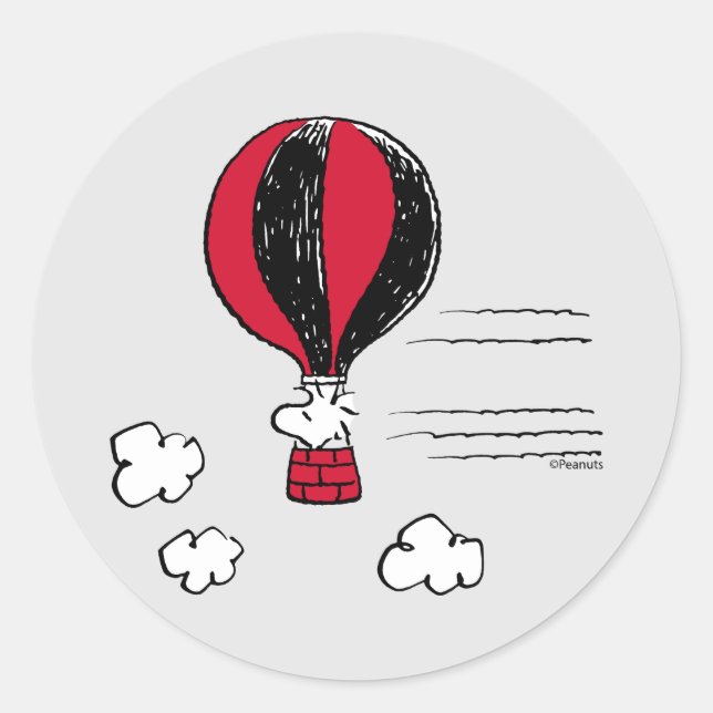 PEANUTS | Red & Black Pattern Classic Round Sticker (Front)