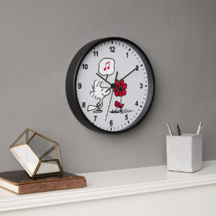PEANUTS Red & Black Pattern Clock