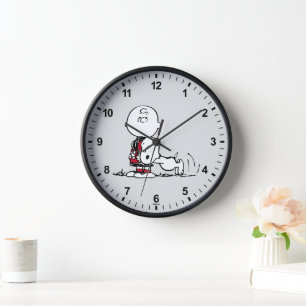 PEANUTS Red & Black Pattern Clock