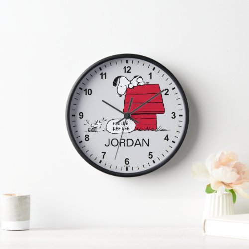 PEANUTS  Red  Black Pattern Clock