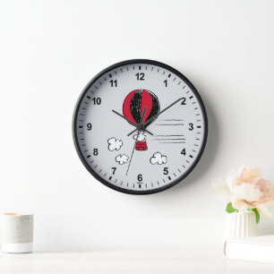 PEANUTS Red & Black Pattern Clock