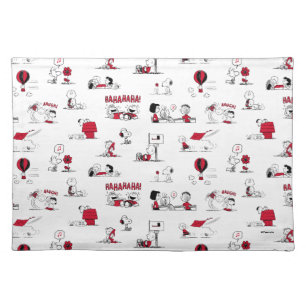PEANUTS Red & Black Pattern Cloth Placemat