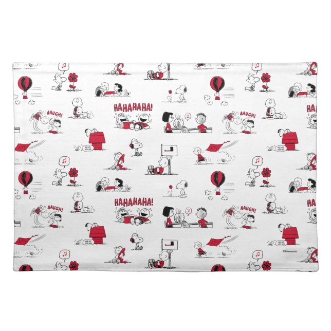 PEANUTS | Red & Black Pattern Cloth Placemat (Front)