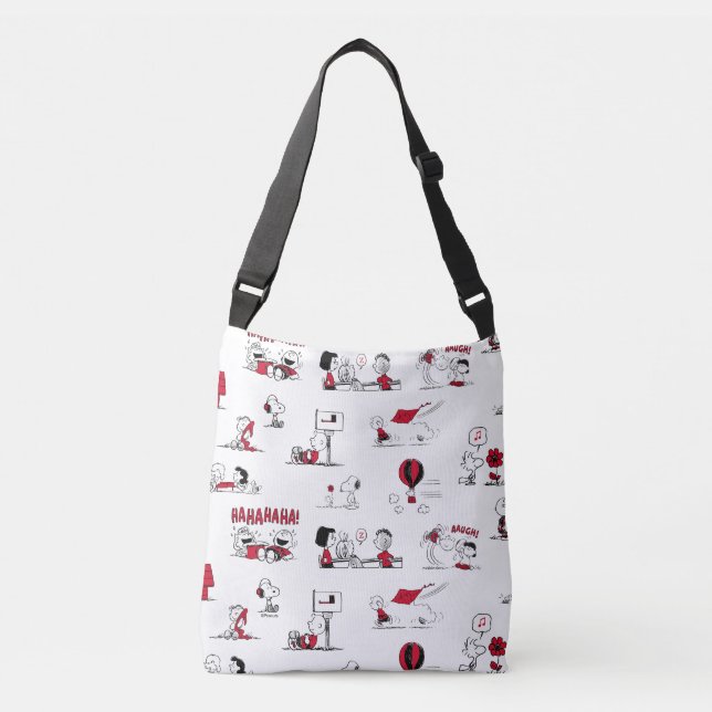 PEANUTS | Red & Black Pattern Crossbody Bag (Front)