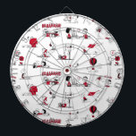 PEANUTS | Red & Black Pattern Dart Board<br><div class="desc">This cute Peanuts red and black artwork features the gang in various scenes in the world of Charles M. Schulz.</div>