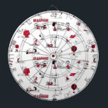 PEANUTS | Red & Black Pattern Dart Board<br><div class="desc">This cute Peanuts red and black artwork features the gang in various scenes in the world of Charles M. Schulz.</div>
