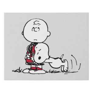 PEANUTS Red & Black Pattern Faux Canvas Print