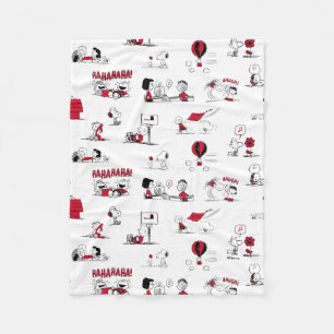 PEANUTS   Red & Black Pattern Fleece Blanket