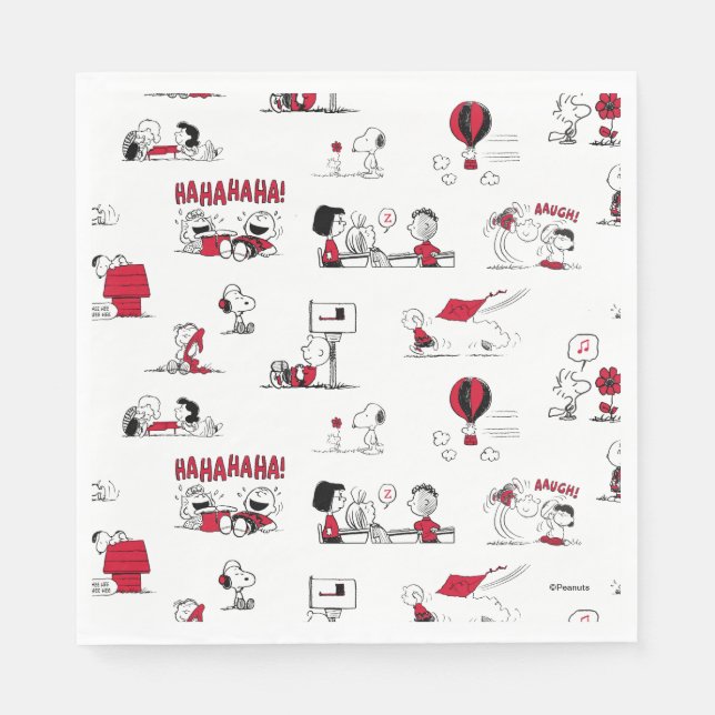 PEANUTS | Red & Black Pattern Napkins (Front)