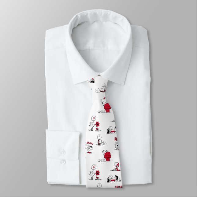 PEANUTS | Red & Black Pattern Neck Tie (Tied)
