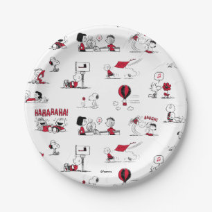 PEANUTS   Red & Black Pattern Paper Plates