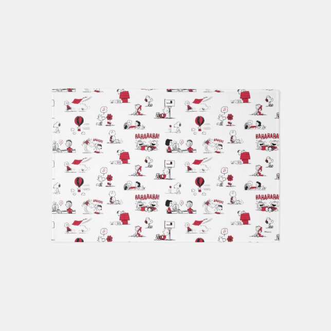 PEANUTS | Red & Black Pattern Rug (Front)