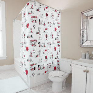 PEANUTS   Red & Black Pattern Shower Curtain