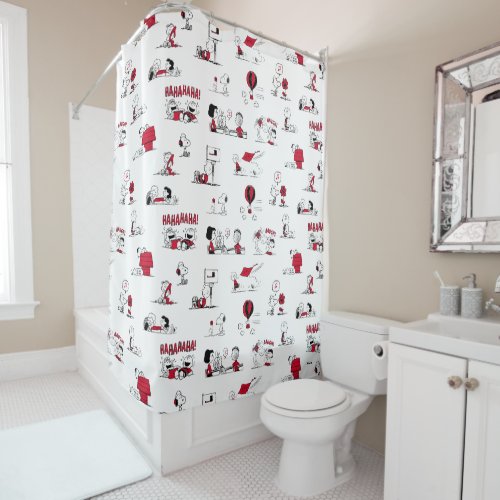 PEANUTS  Red  Black Pattern Shower Curtain