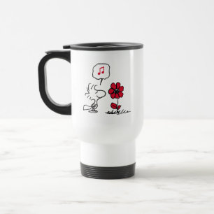 PEANUTS   Red & Black Pattern Travel Mug