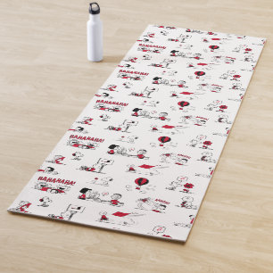PEANUTS Red & Black Pattern Yoga Mat