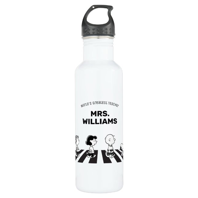 Peanuts | Rock Tees Greatest Teacher Personalized Stainless Steel Water Bottle (Front)