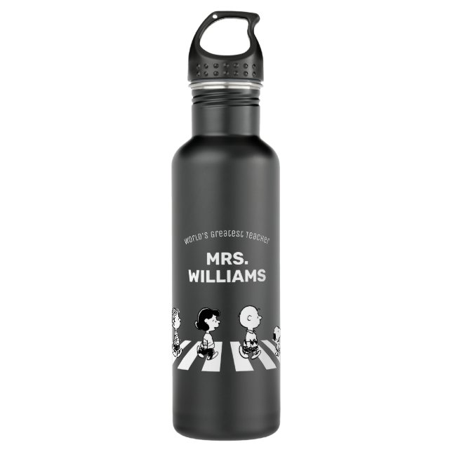 Peanuts | Rock Tees Greatest Teacher Personalized Stainless Steel Water Bottle (Front)