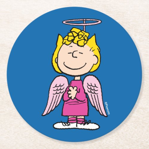 Peanuts  Sally Angel Round Paper Coaster