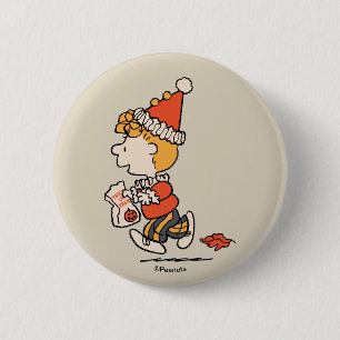 Peanuts Sally Clown Costume Halloween Button