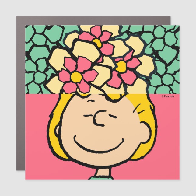 Peanuts | Sally Half & Half Flowers Car Magnet (Front)