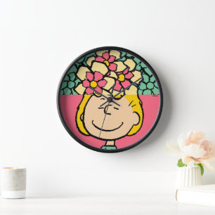 Peanuts Sally Half & Half Flowers Clock