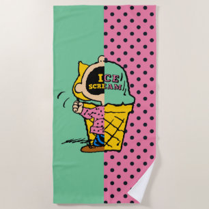 Peanuts Sally Ice Cream Half & Half Beach Towel