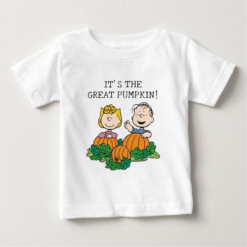 Peanuts  Sally  Linus in the Pumpkin Field Baby T_Shirt