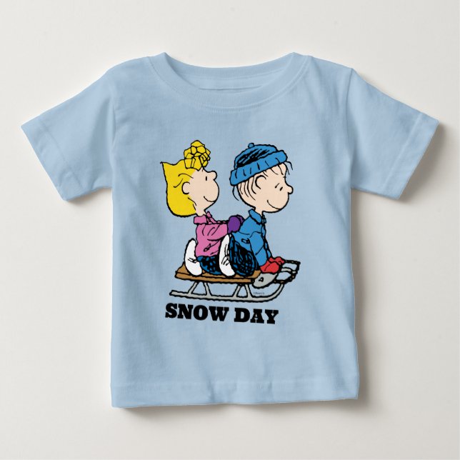 Peanuts | Sally & Linus Sled Riding Baby T-Shirt (Front)