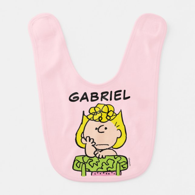 Peanuts | Sally Thinking Baby Bib (Front)