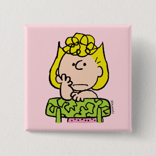 Peanuts Sally Thinking Button