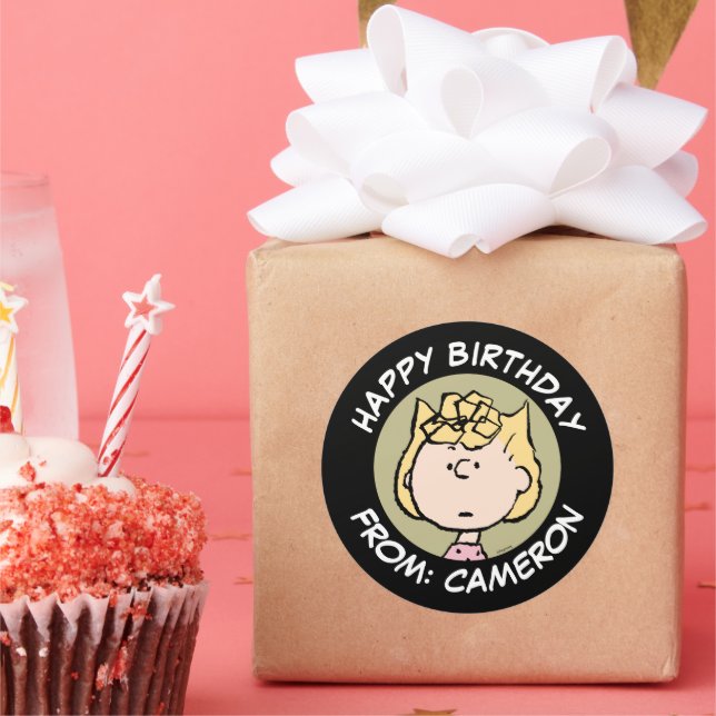 Peanuts | Sally's Faces | Happy Birthday Classic Round Sticker (Party)