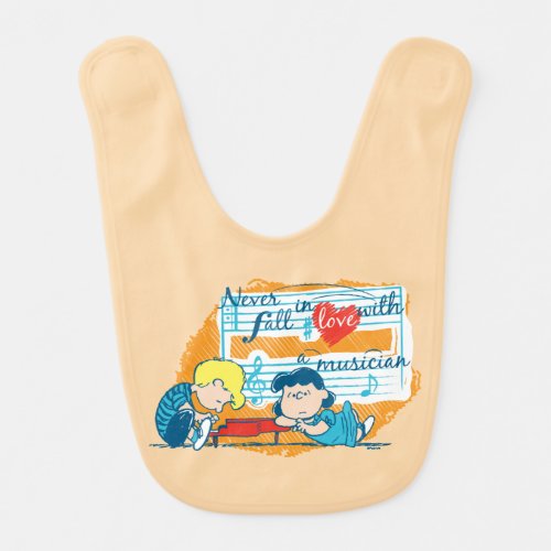 Peanuts Schroeder  Lucy  Love With a Musician Baby Bib