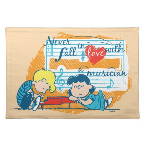 Peanuts Schroeder  Lucy  Love With a Musician Cloth Placemat