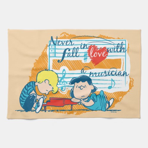 Peanuts Schroeder  Lucy  Love With a Musician Kitchen Towel