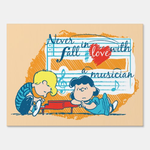 Peanuts Schroeder  Lucy  Love With a Musician Sign
