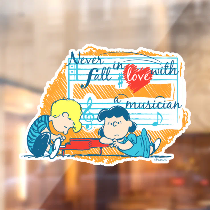 Peanuts |Schroeder & Lucy | Love With a Musician Window Cling