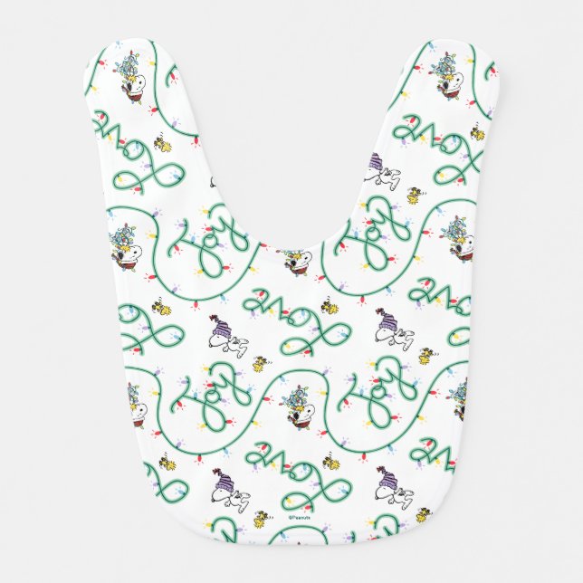Peanuts | Shiny and Bright Christmas Love Pattern Baby Bib (Front)