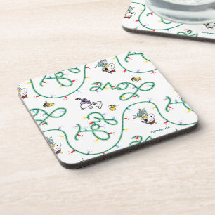 Peanuts Shiny and Bright Christmas Love Pattern Beverage Coaster