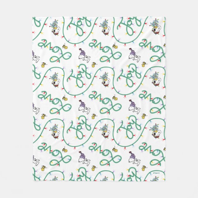 Peanuts | Shiny and Bright Christmas Love Pattern Fleece Blanket (Front)